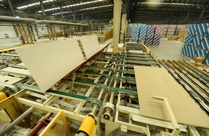 Gypsum board production